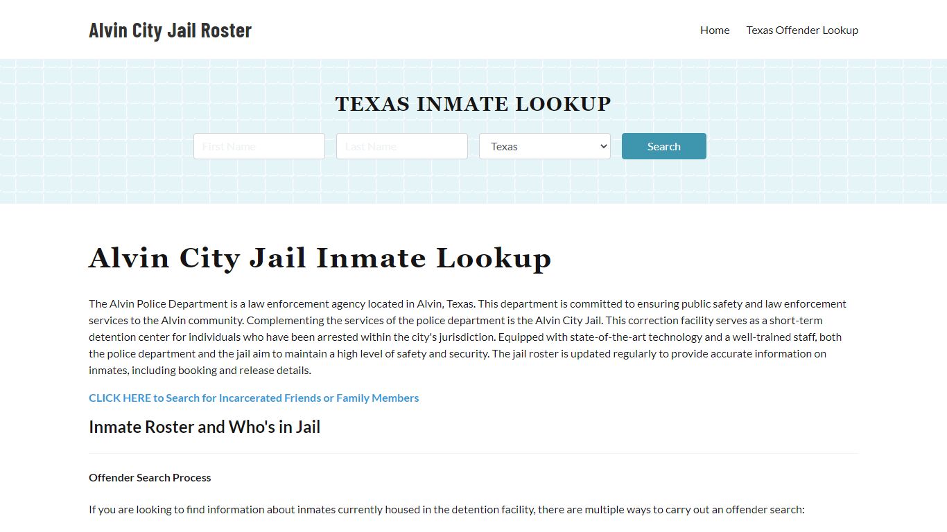 Alvin Police Department & City Jail, TX Inmate Roster, Arrests, Mugshots